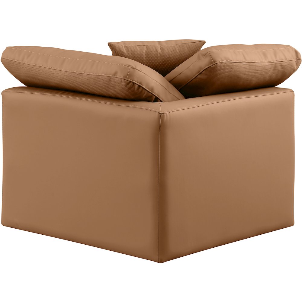 Indulge Cognac Vegan Leather Corner Chair. Picture 3