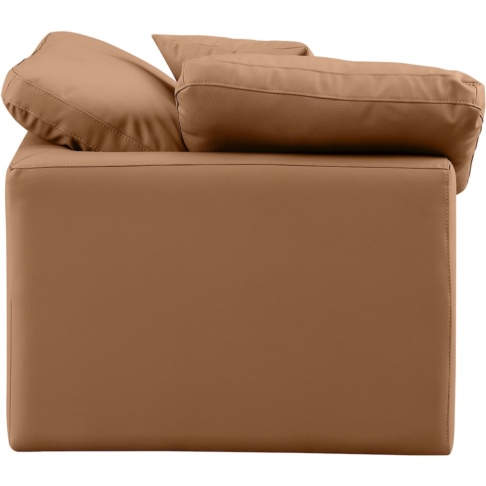 Indulge Cognac Vegan Leather Corner Chair. Picture 5