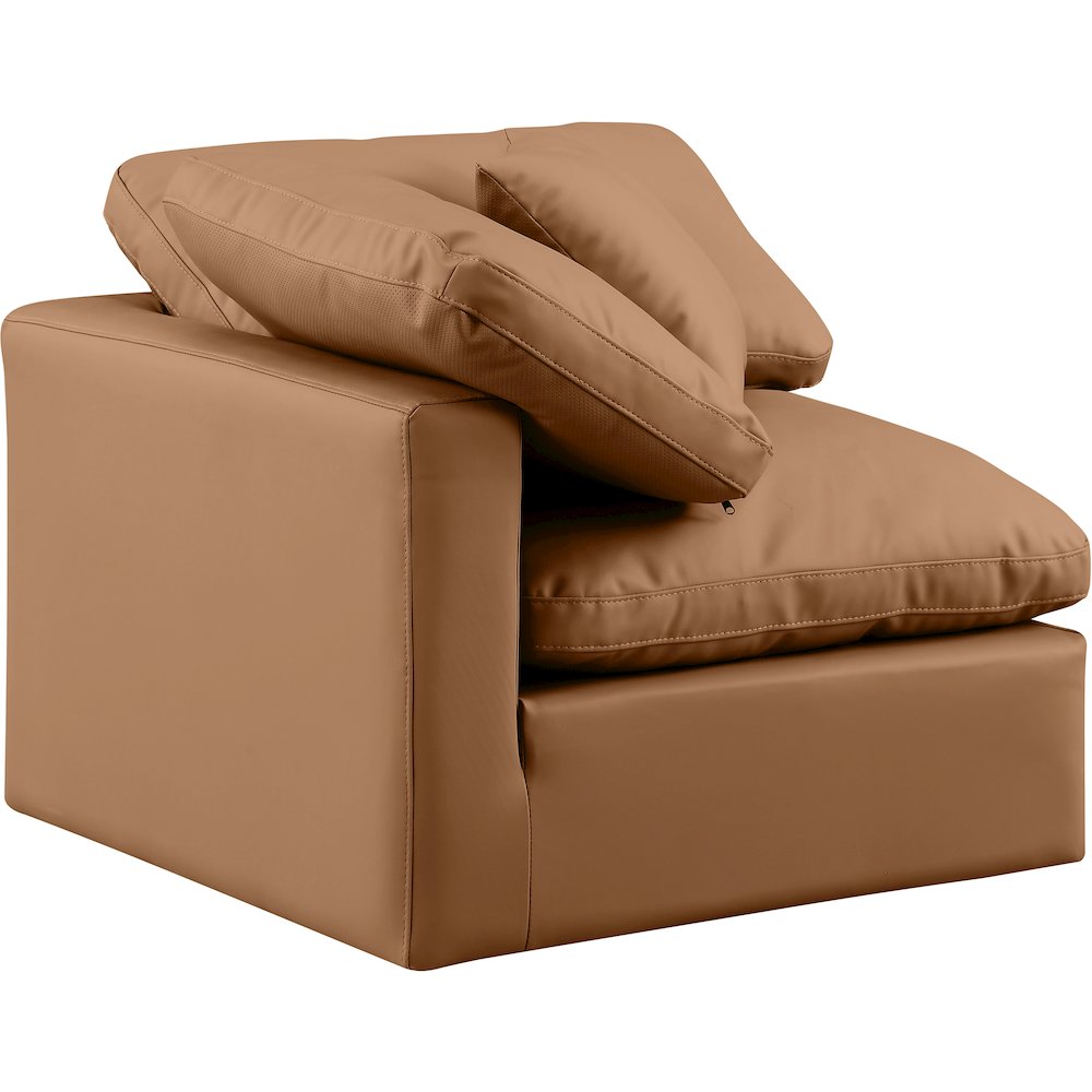 Indulge Cognac Vegan Leather Corner Chair. Picture 6