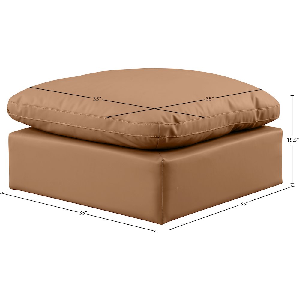 Indulge Cognac Vegan Leather Ottoman. Picture 4
