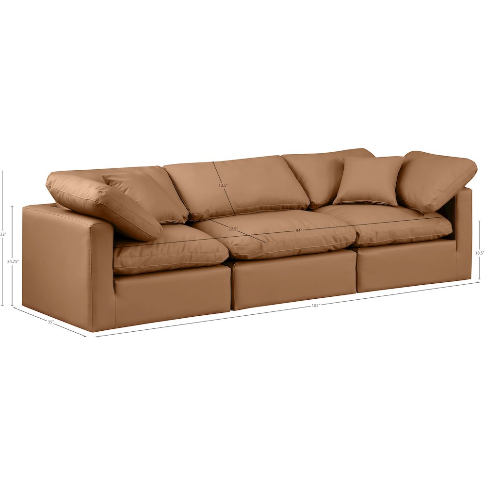 Indulge Cognac Vegan Leather Modular Sofa. Picture 8