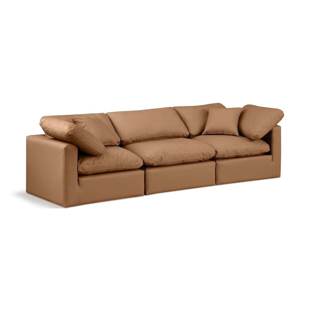 Indulge Cognac Vegan Leather Modular Sofa. Picture 1