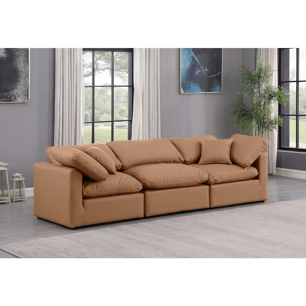 Indulge Cognac Vegan Leather Modular Sofa. Picture 2