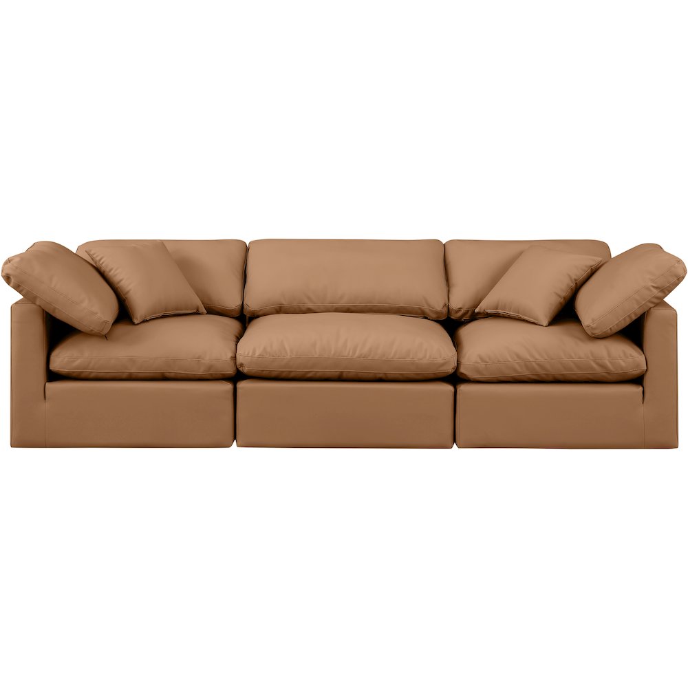 Indulge Cognac Vegan Leather Modular Sofa. Picture 4