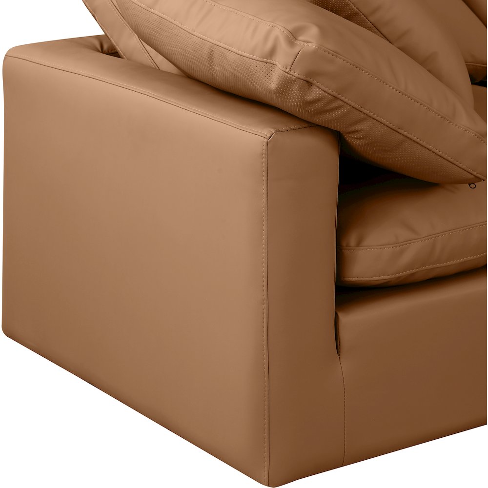 Indulge Cognac Vegan Leather Modular Sofa. Picture 6
