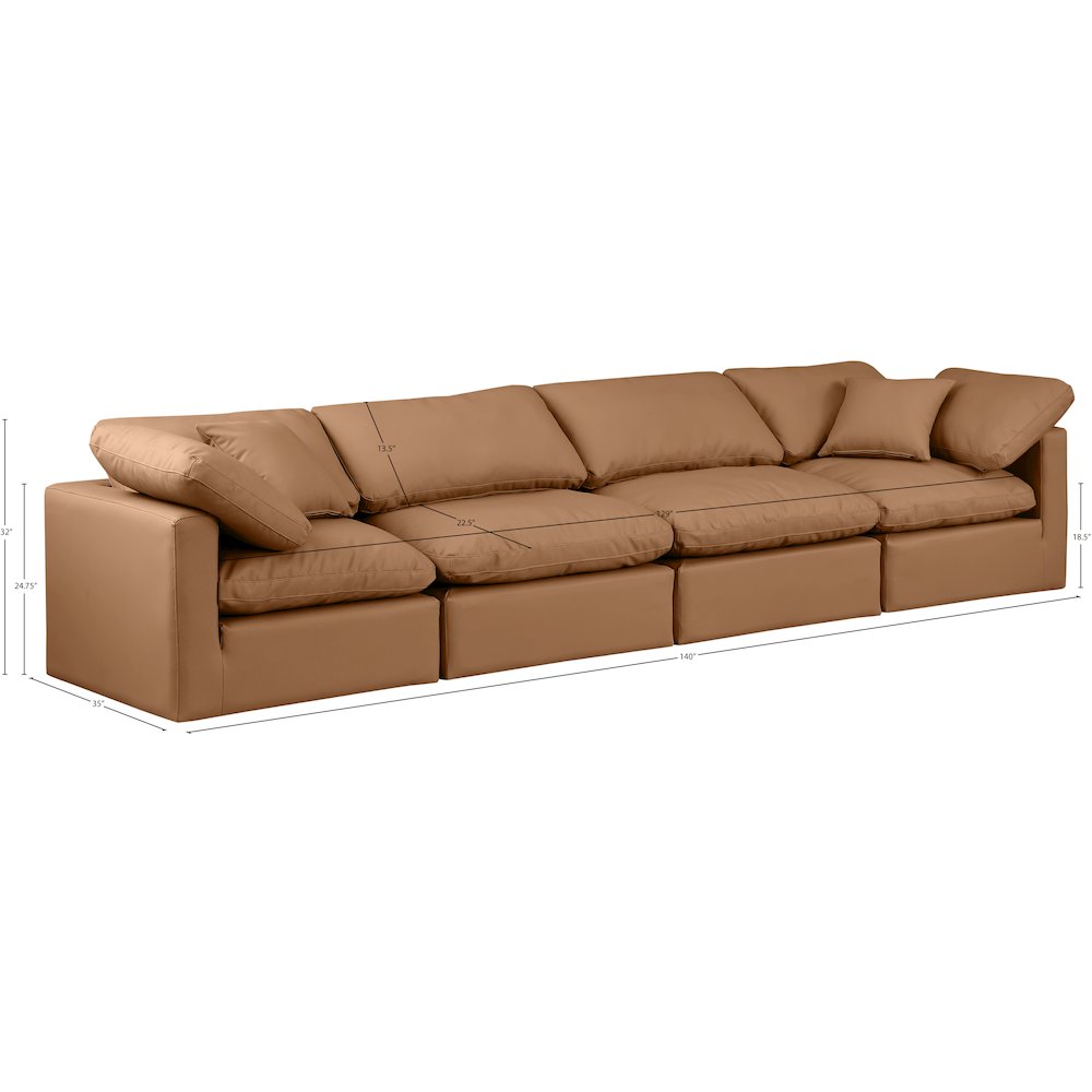 Indulge Cognac Vegan Leather Modular Sofa. Picture 8