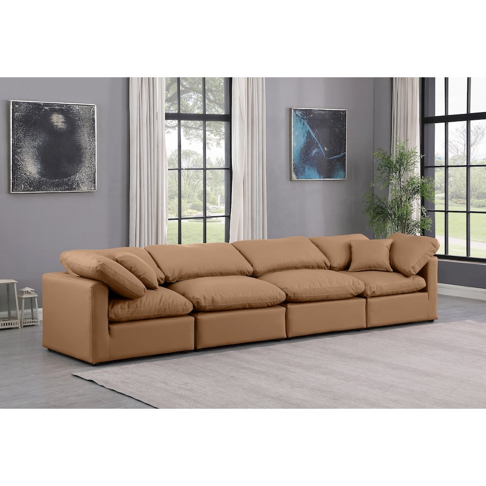 Indulge Cognac Vegan Leather Modular Sofa. Picture 2