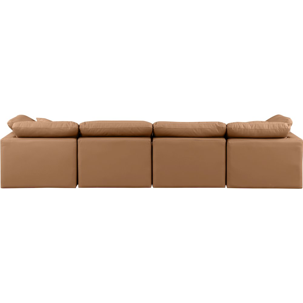 Indulge Cognac Vegan Leather Modular Sofa. Picture 3