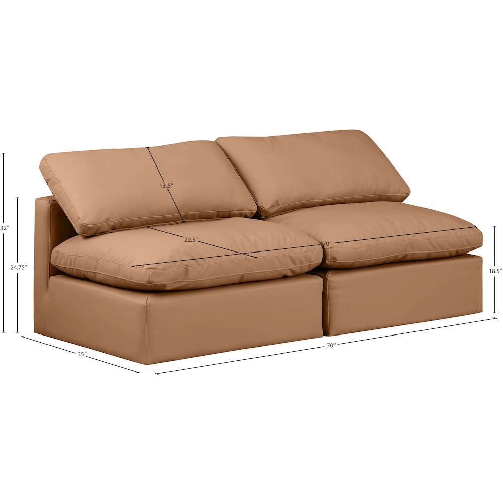 Indulge Cognac Vegan Leather Modular Sofa. Picture 7