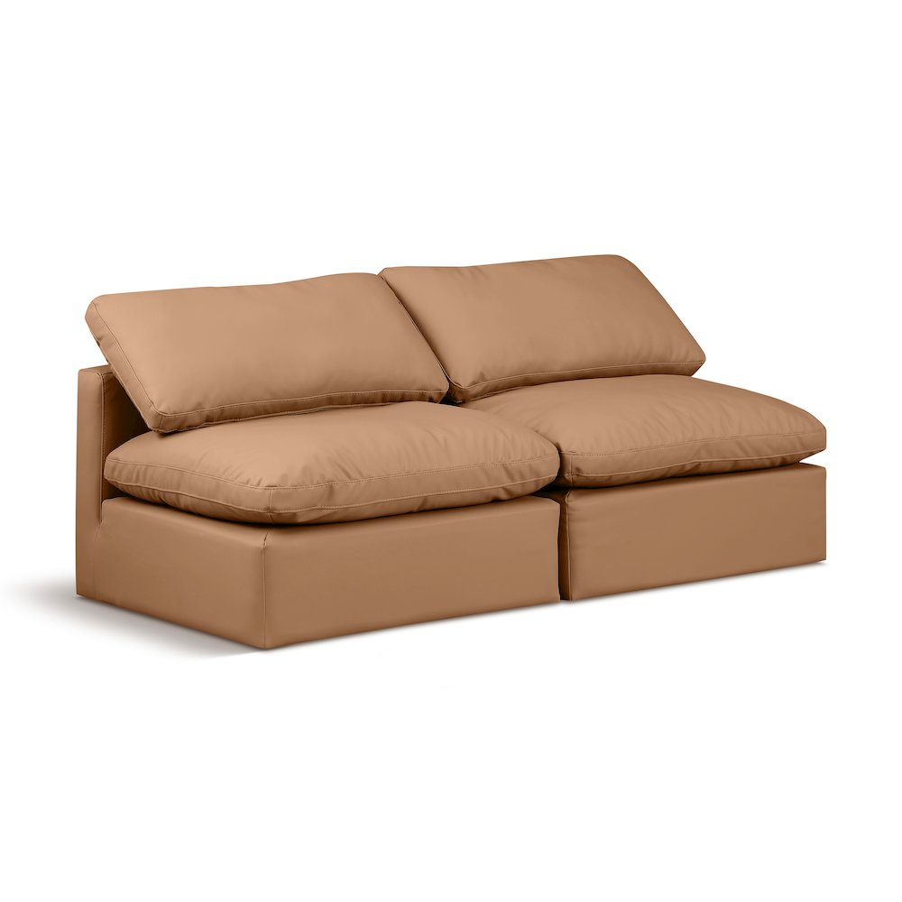 Indulge Cognac Vegan Leather Modular Sofa. Picture 1