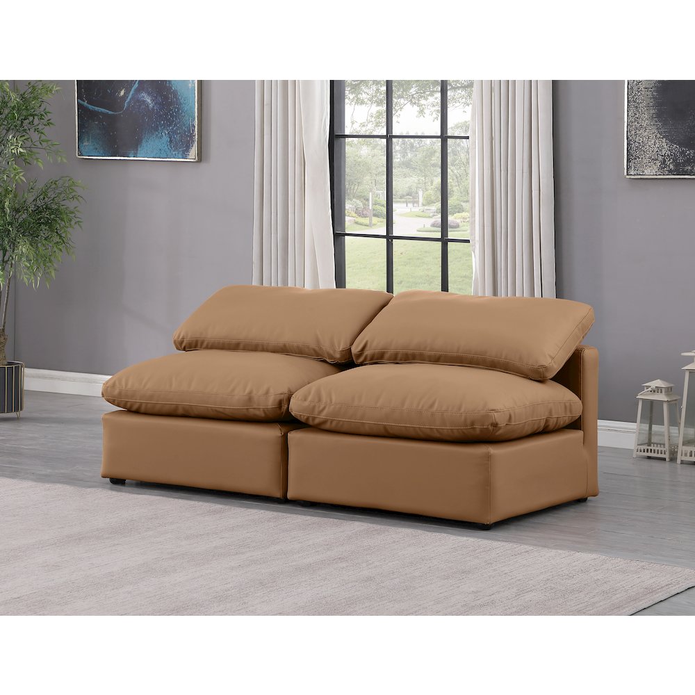 Indulge Cognac Vegan Leather Modular Sofa. Picture 2