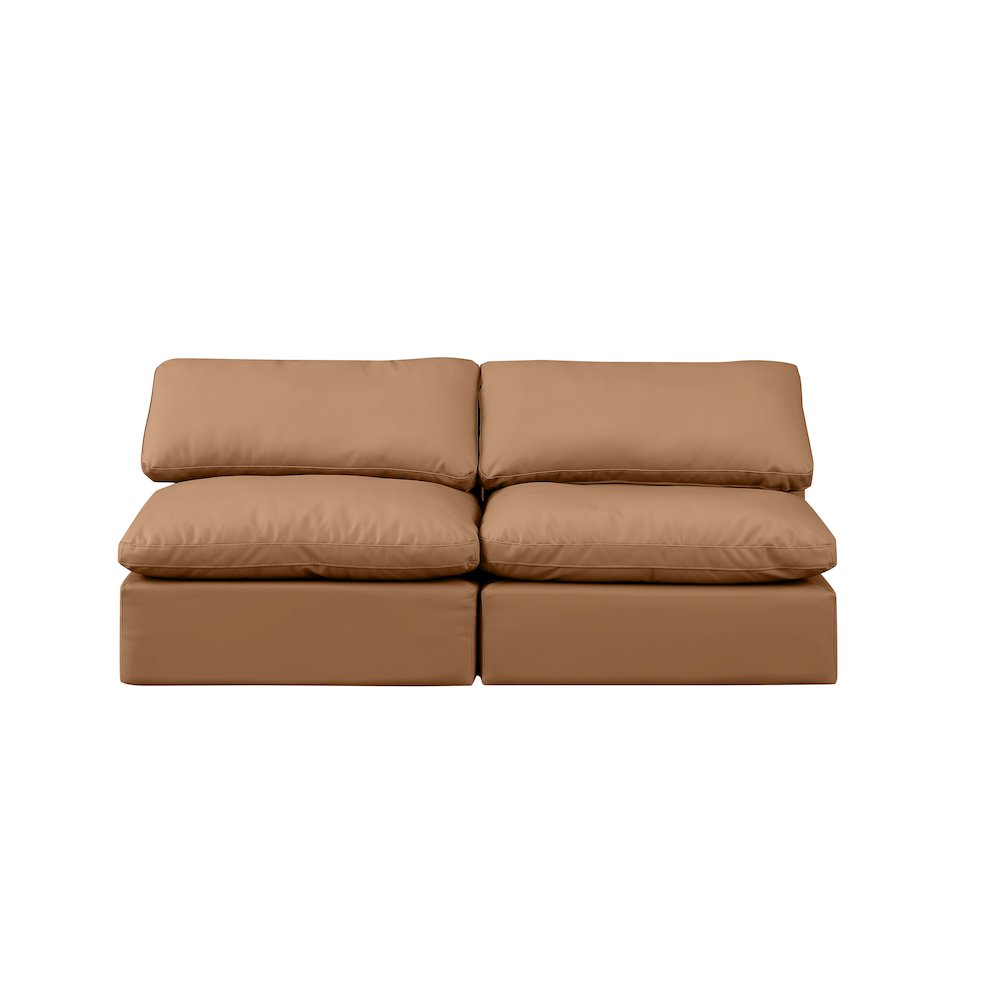 Indulge Cognac Vegan Leather Modular Sofa. Picture 4