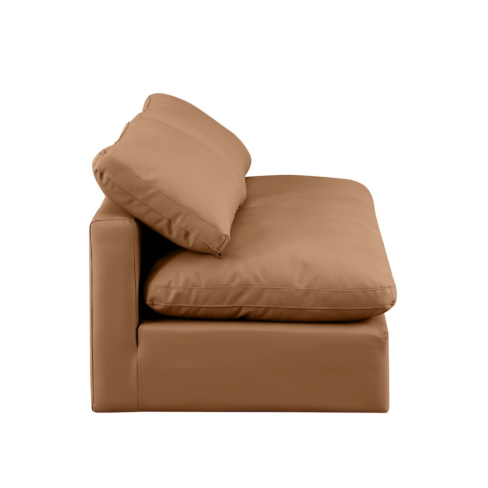 Indulge Cognac Vegan Leather Modular Sofa. Picture 5