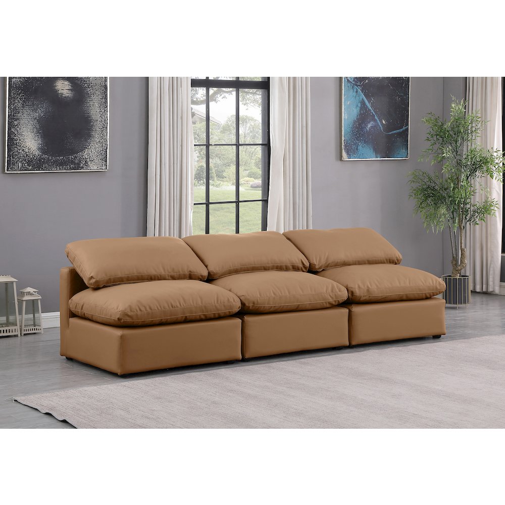 Indulge Cognac Vegan Leather Modular Sofa. Picture 2
