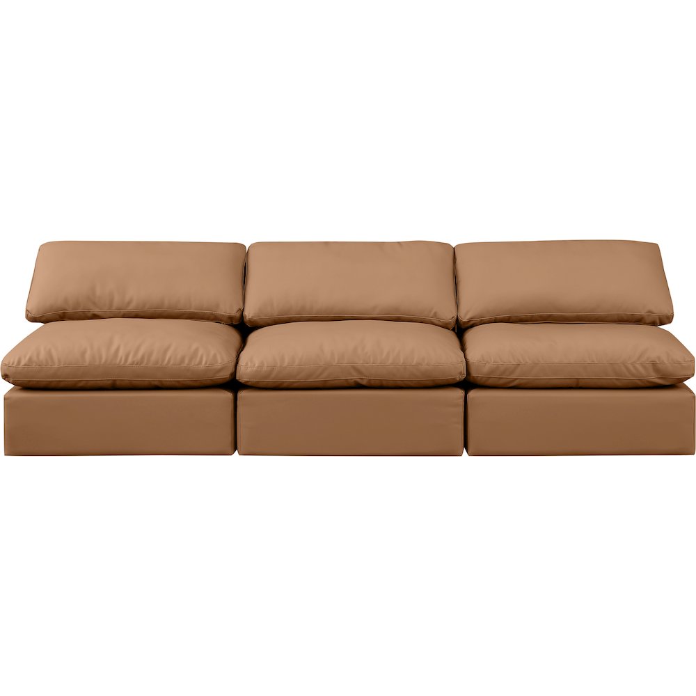 Indulge Cognac Vegan Leather Modular Sofa. Picture 4