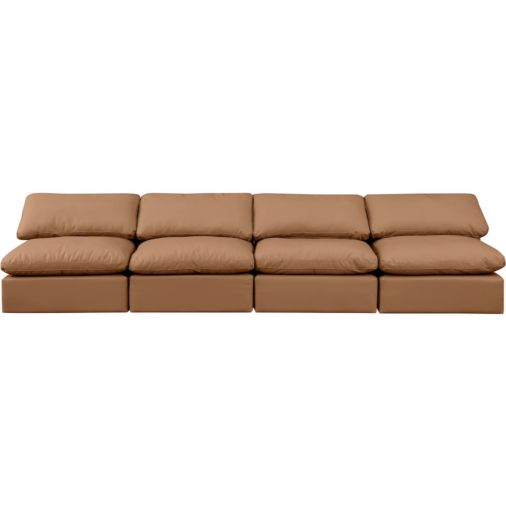 Indulge Cognac Vegan Leather Modular Sofa. Picture 4