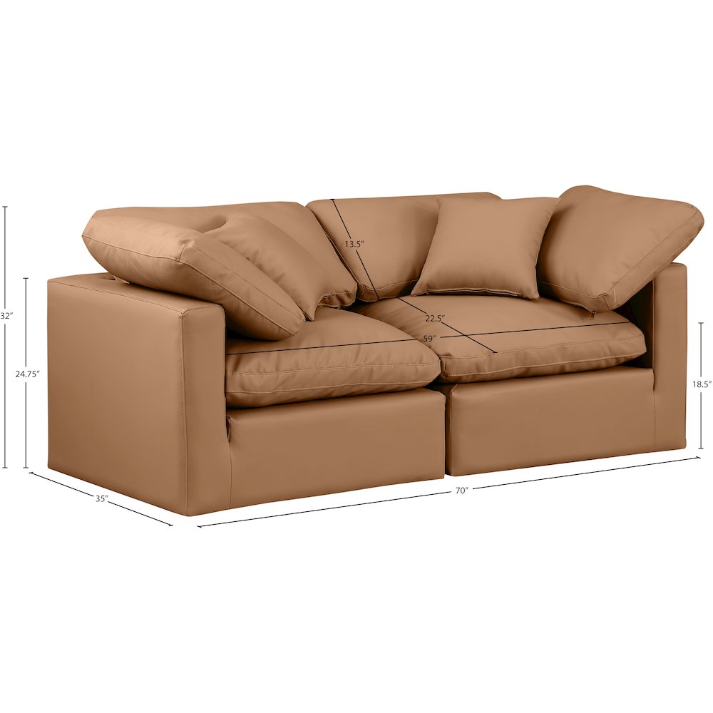 Indulge Cognac Vegan Leather Modular Sofa. Picture 8