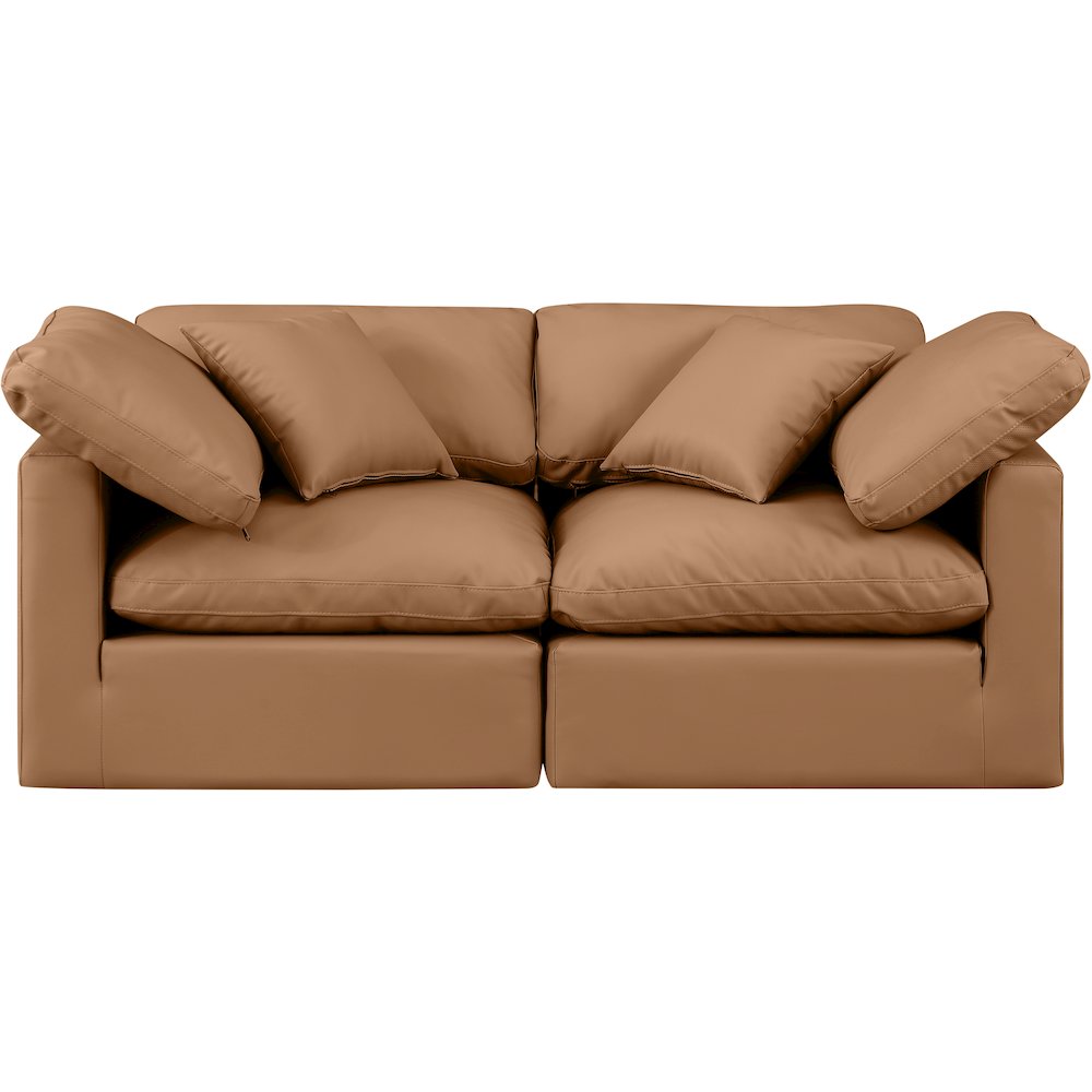 Indulge Cognac Vegan Leather Modular Sofa. Picture 4