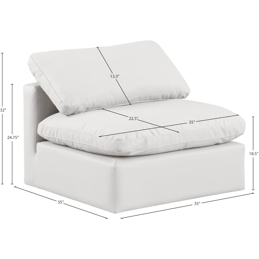 Indulge Cream Vegan Leather Armless Chair. Picture 8