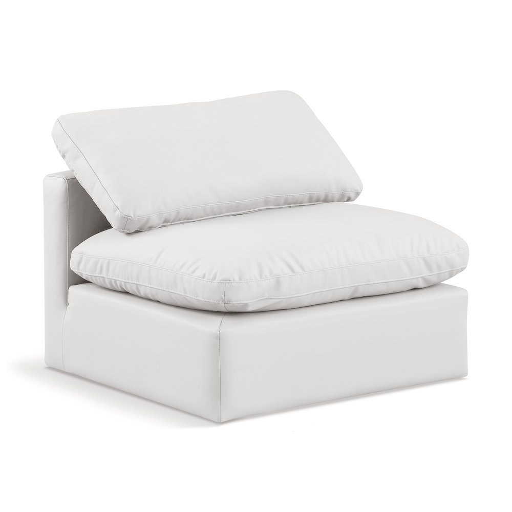 Indulge Cream Vegan Leather Armless Chair. Picture 1