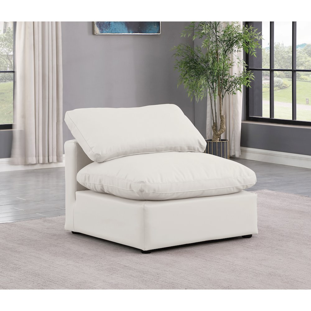 Indulge Cream Vegan Leather Armless Chair. Picture 2