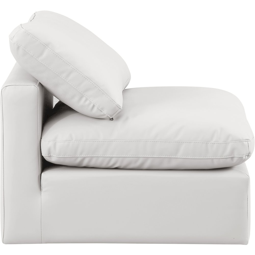 Indulge Cream Vegan Leather Armless Chair. Picture 5