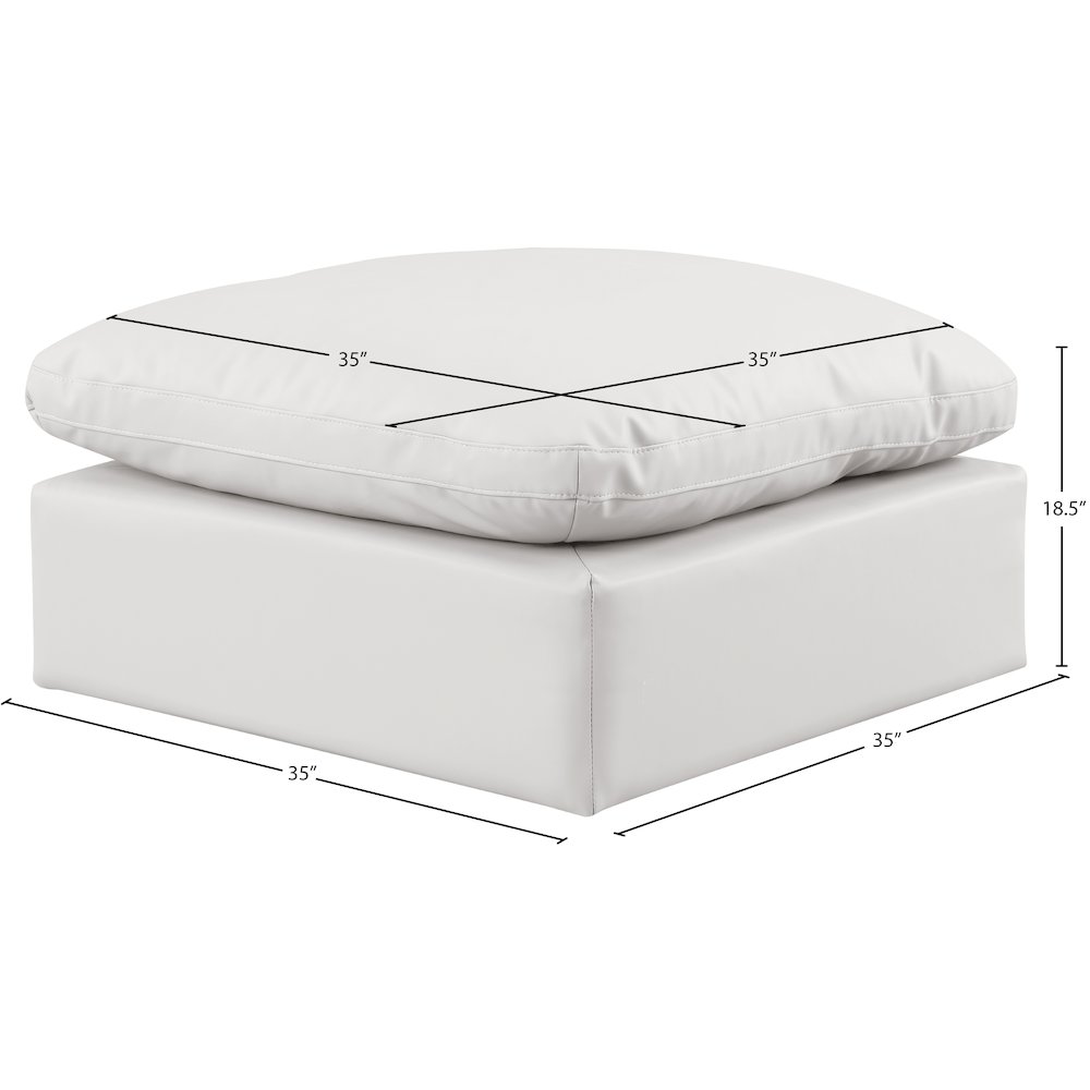 Indulge Cream Vegan Leather Ottoman. Picture 4