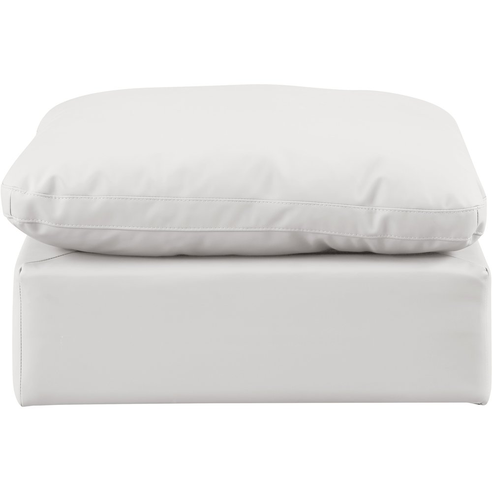 Indulge Cream Vegan Leather Ottoman. Picture 3