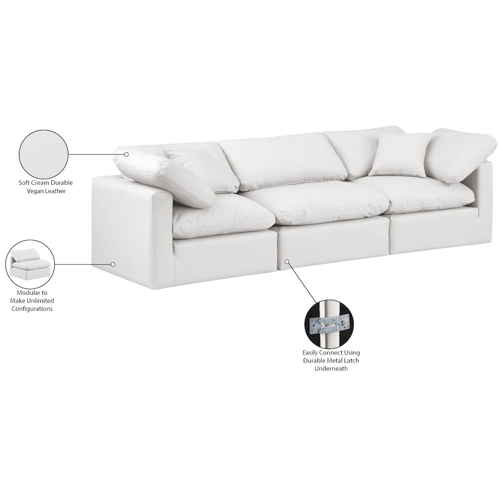 Indulge Cream Vegan Leather Modular Sofa. Picture 9