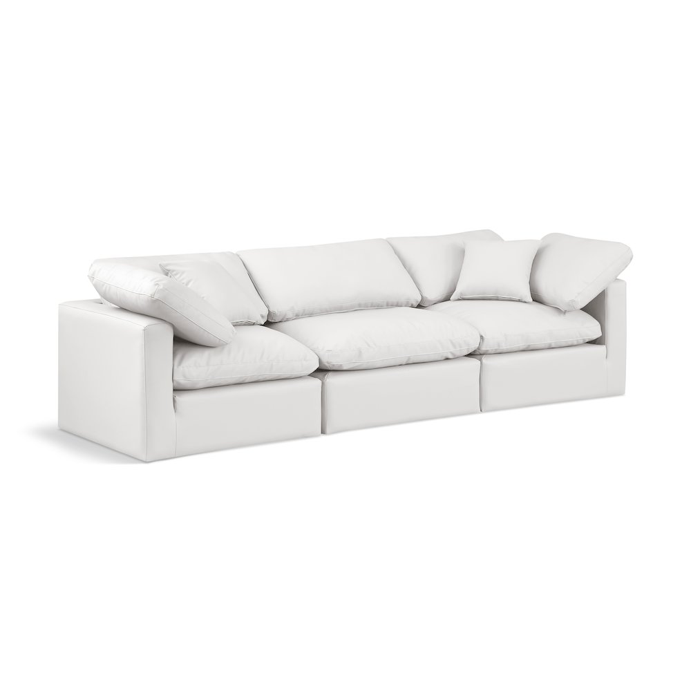 Indulge Cream Vegan Leather Modular Sofa. Picture 1