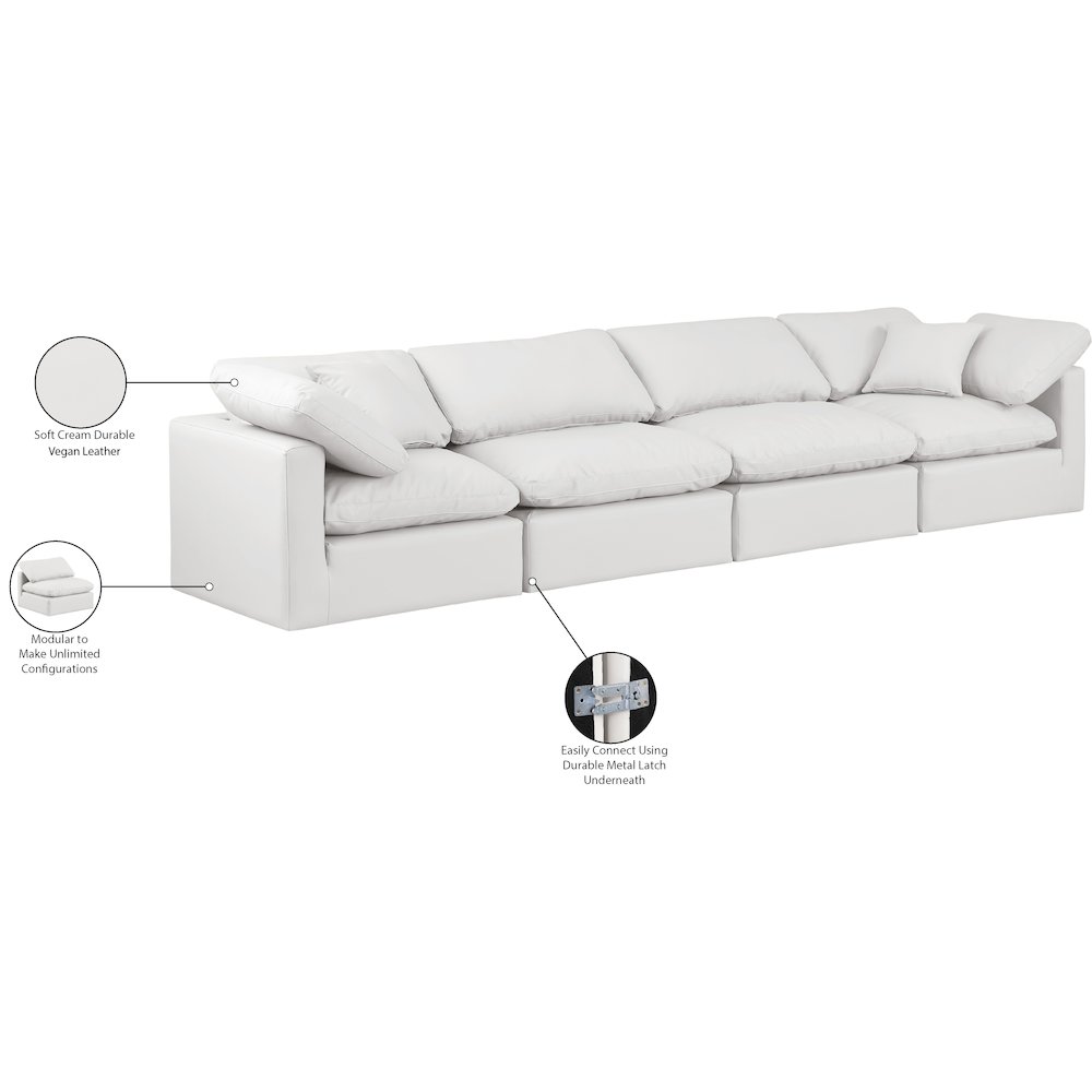 Indulge Cream Vegan Leather Modular Sofa. Picture 9