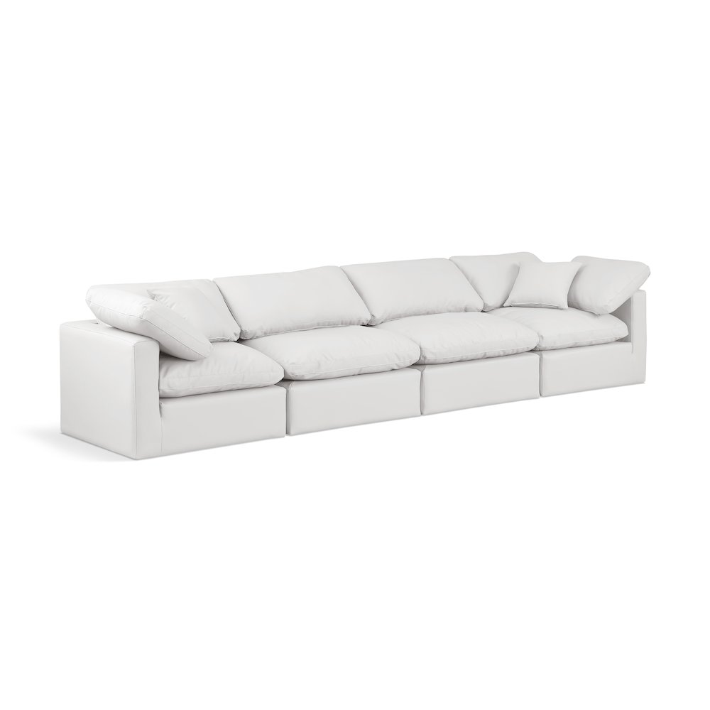 Indulge Cream Vegan Leather Modular Sofa. Picture 1