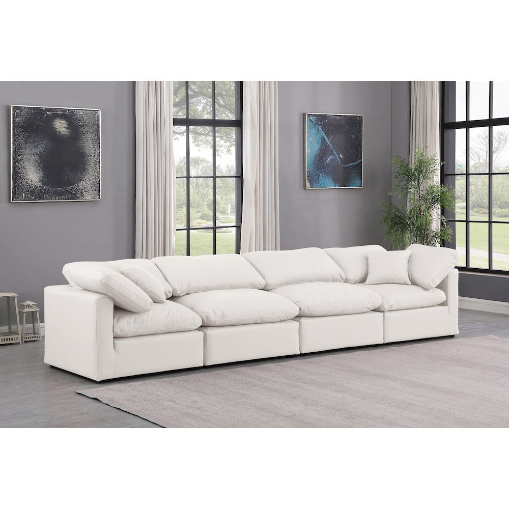 Indulge Cream Vegan Leather Modular Sofa. Picture 2