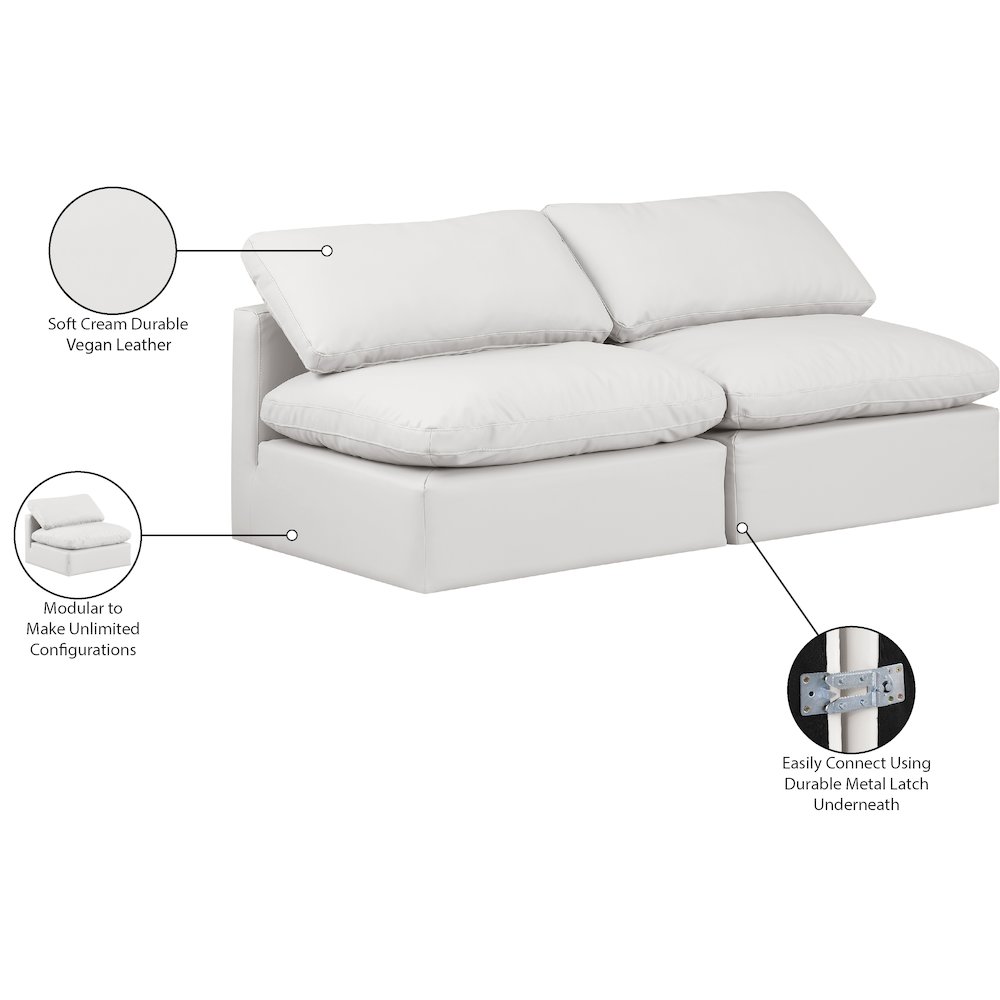 Indulge Cream Vegan Leather Modular Sofa. Picture 8