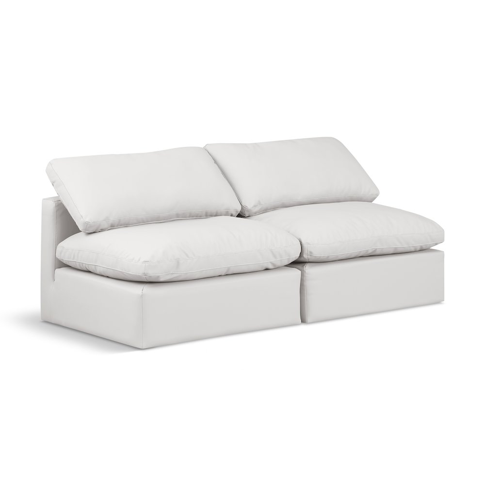 Indulge Cream Vegan Leather Modular Sofa. Picture 1