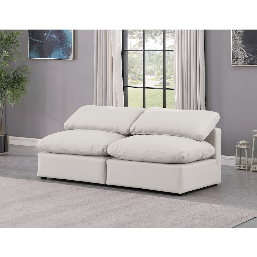 Indulge Cream Vegan Leather Modular Sofa. Picture 2