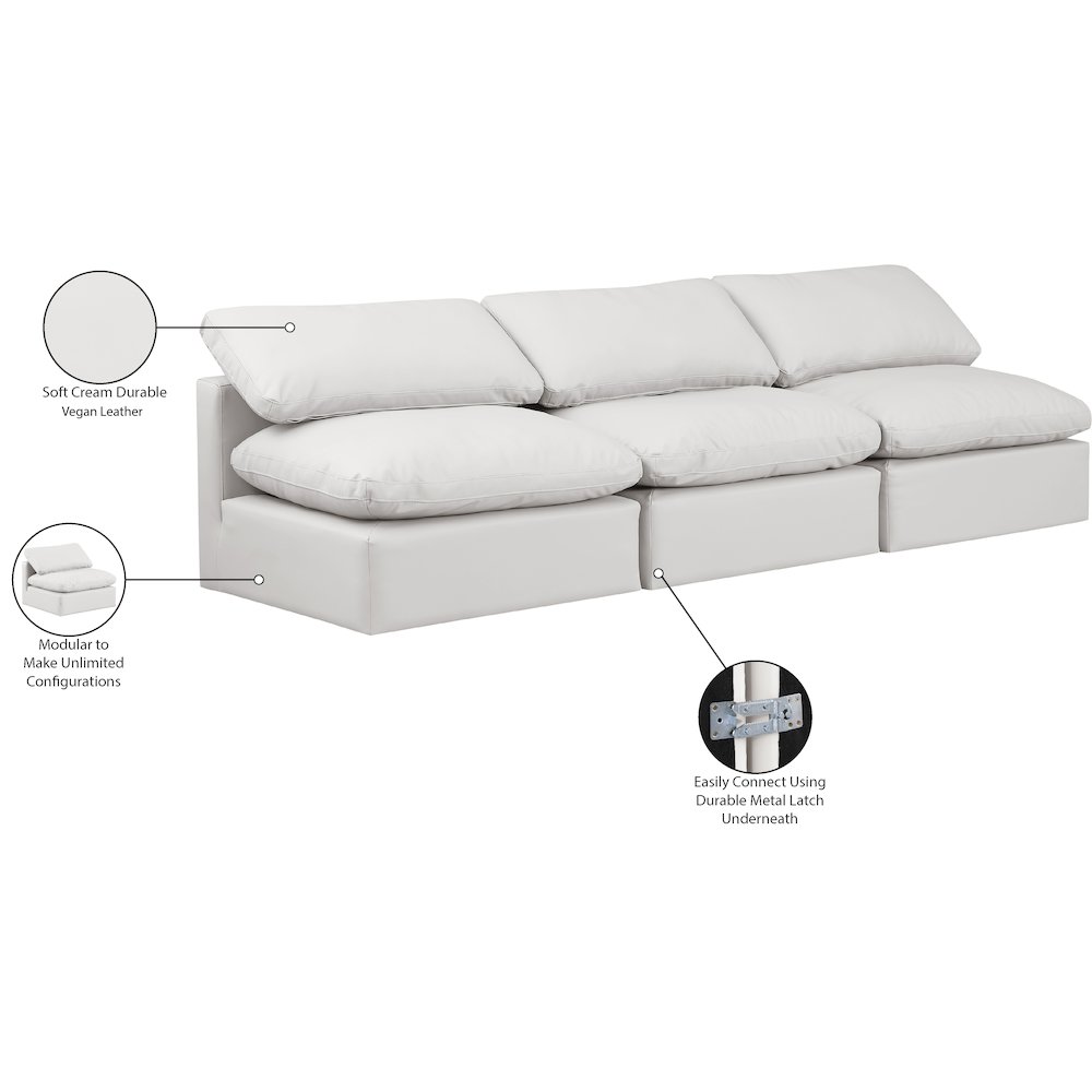 Indulge Cream Vegan Leather Modular Sofa. Picture 8