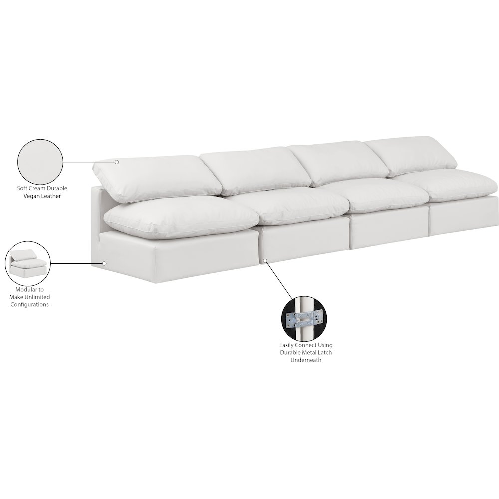 Indulge Cream Vegan Leather Modular Sofa. Picture 8