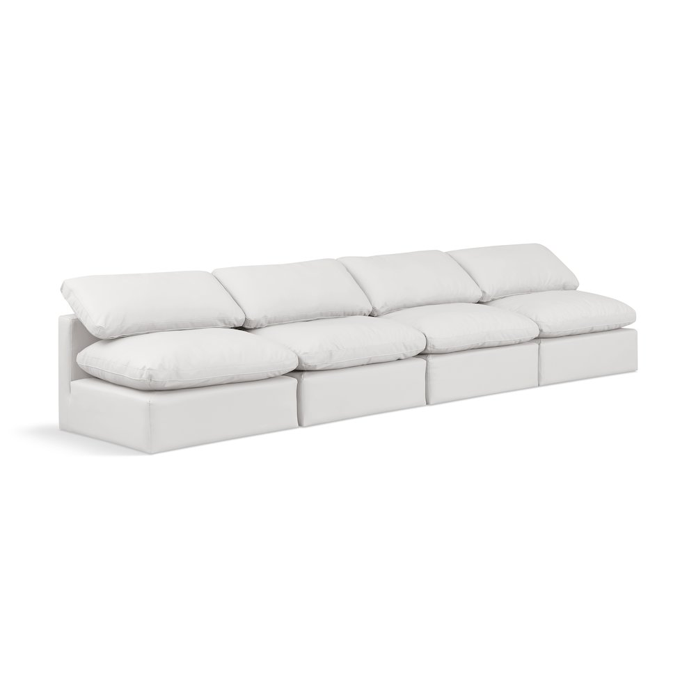 Indulge Cream Vegan Leather Modular Sofa. Picture 1