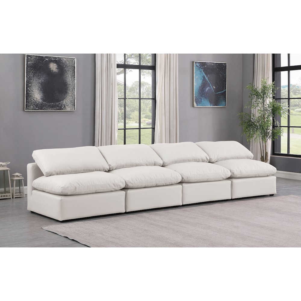 Indulge Cream Vegan Leather Modular Sofa. Picture 2