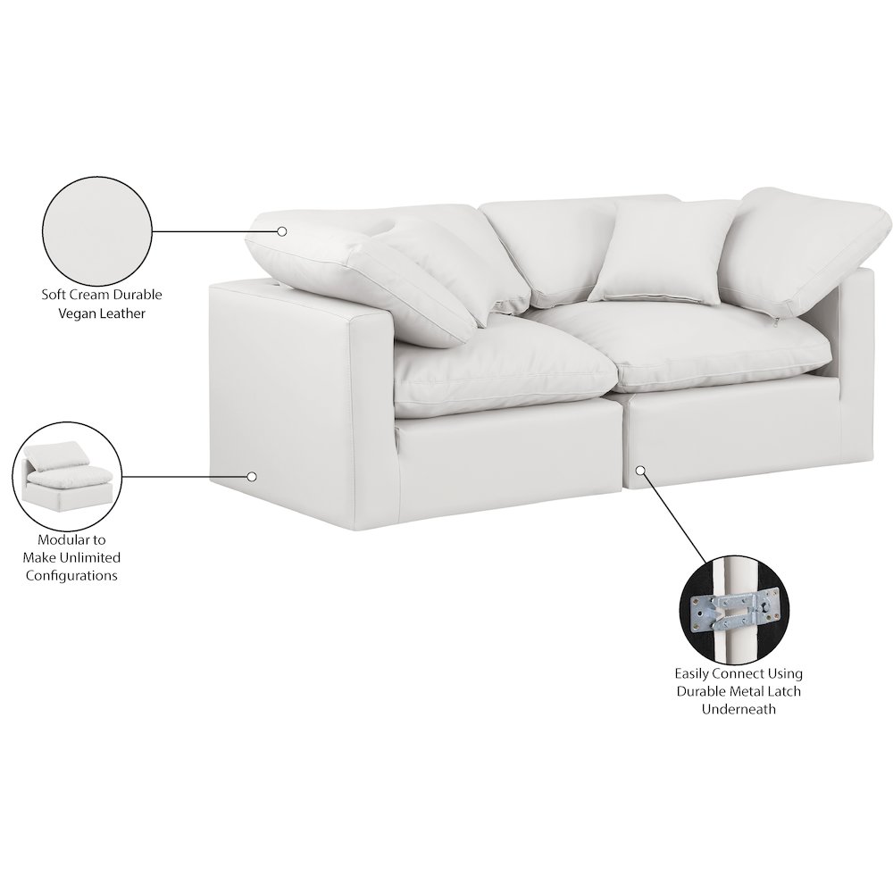 Indulge Cream Vegan Leather Modular Sofa. Picture 9
