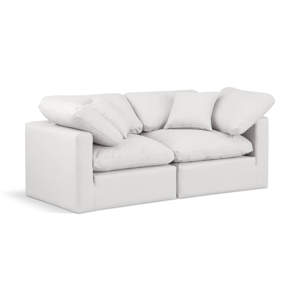 Indulge Cream Vegan Leather Modular Sofa. Picture 1