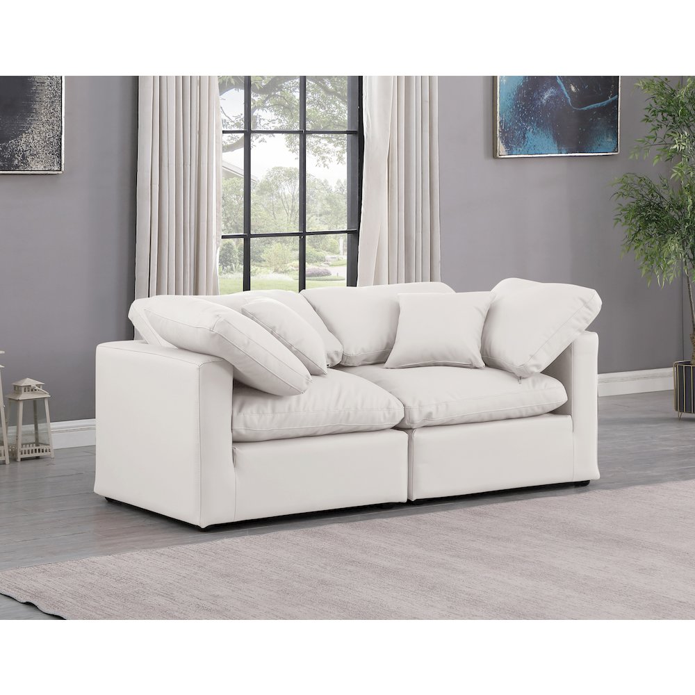 Indulge Cream Vegan Leather Modular Sofa. Picture 2
