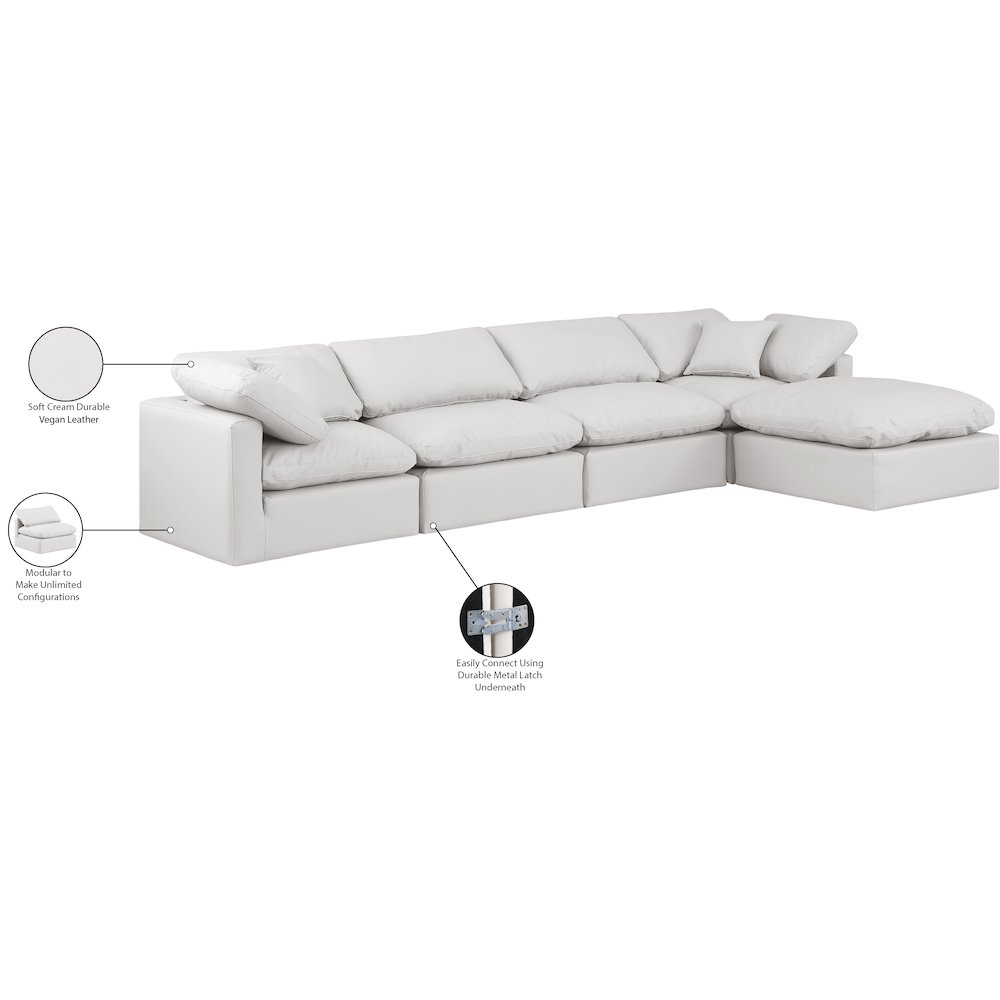 Indulge Cream Vegan Leather Modular Sectional. Picture 9