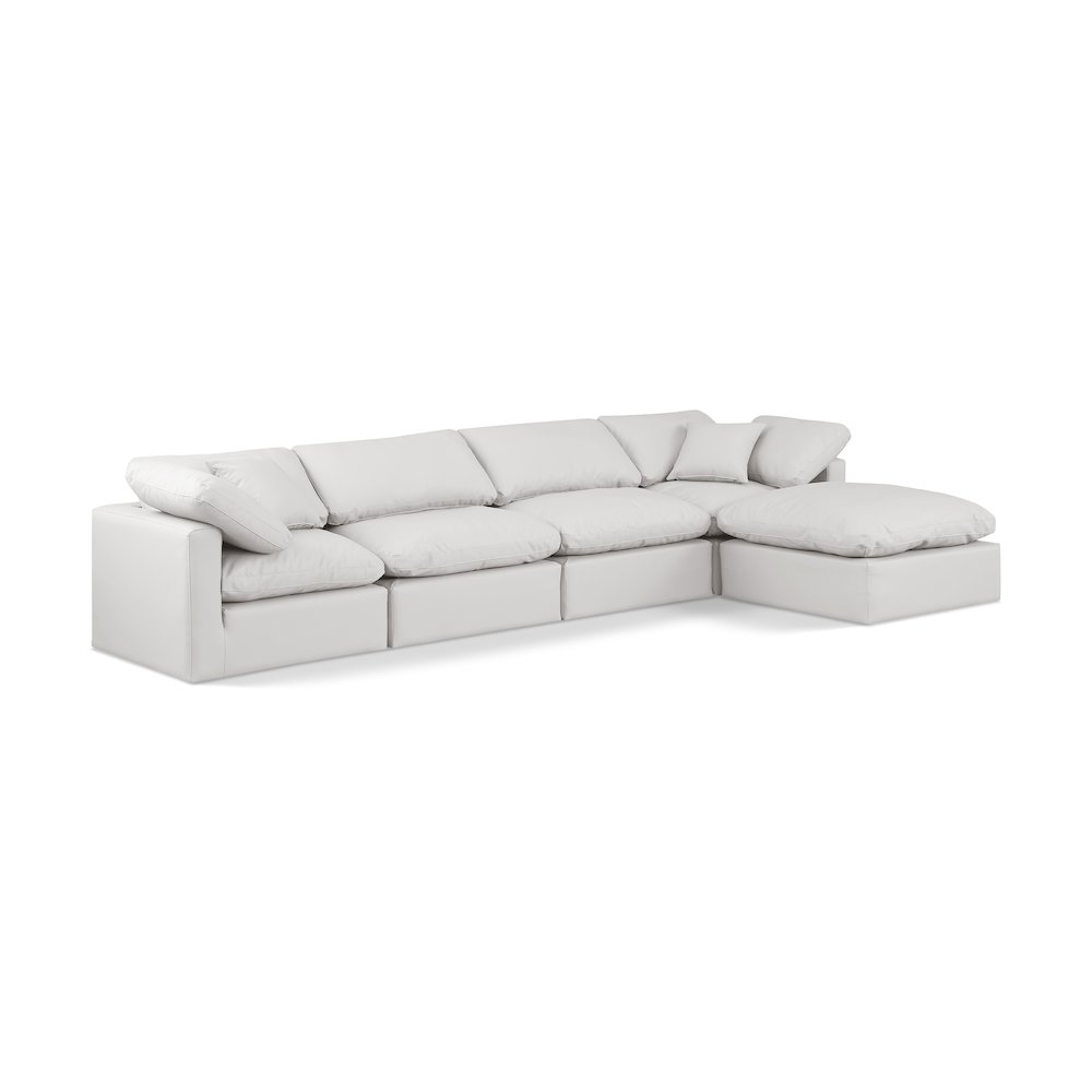 Indulge Cream Vegan Leather Modular Sectional. Picture 1