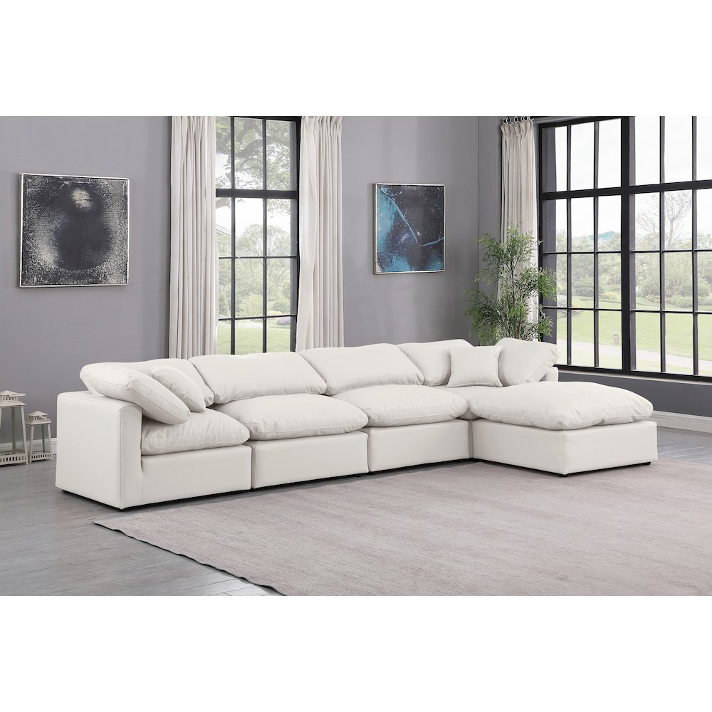 Indulge Cream Vegan Leather Modular Sectional. Picture 2