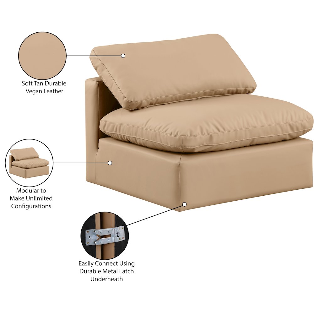 Indulge Tan Vegan Leather Armless Chair. Picture 9