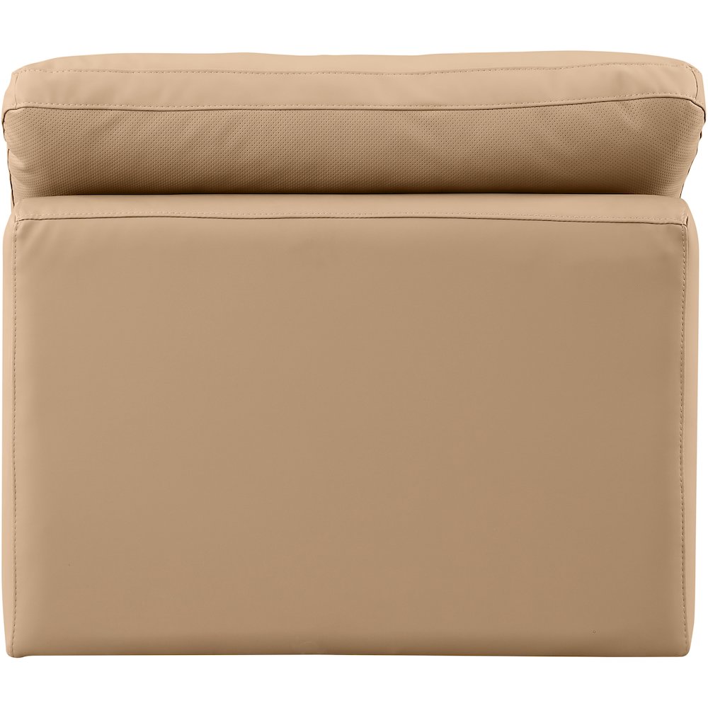 Indulge Tan Vegan Leather Armless Chair. Picture 3
