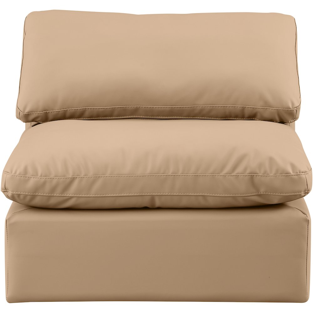 Indulge Tan Vegan Leather Armless Chair. Picture 4