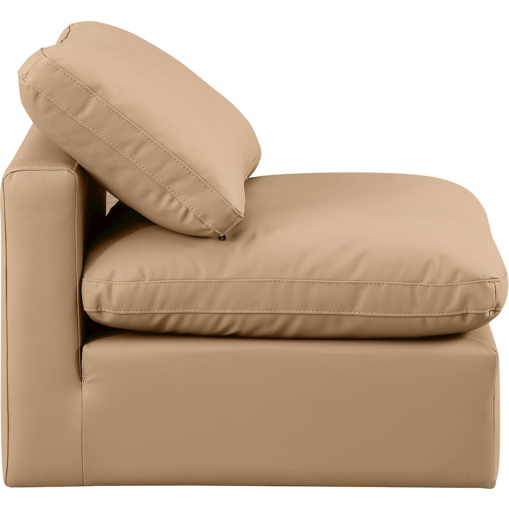 Indulge Tan Vegan Leather Armless Chair. Picture 5